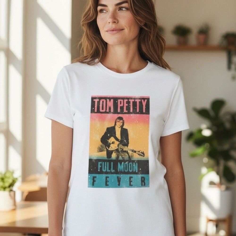 Tom Petty Full Moon Fever Graphic T-Shirt Womens 2XL White Short Sleeve